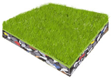 System amortyzujący ze sztuczną trawą